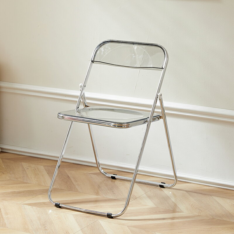 化妝椅 梳妝椅 北歐椅 女服裝店拍照透明椅子ins餐椅壓克力塑料水晶折疊椅網紅化妝凳『KLG0176』