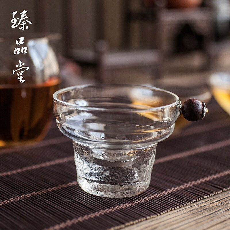 日式耐熱玻璃過濾網茶漏銀球把慮網套裝功夫茶具配件茶葉茶濾漏斗1入