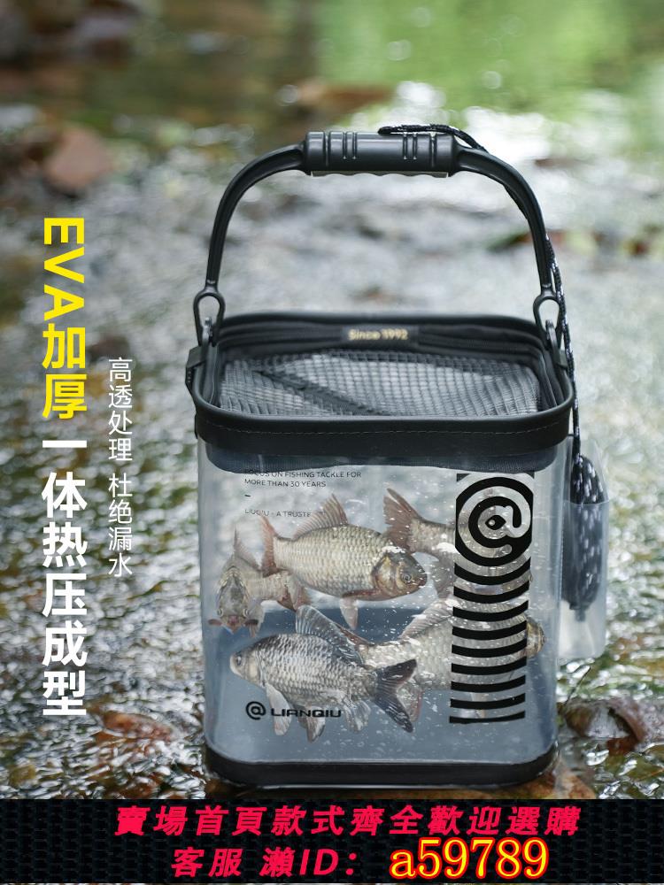 【臺灣公司 可打統編】連球釣魚打水桶可折疊魚桶透明黑金活魚桶漁具戶外釣魚桶一體成型