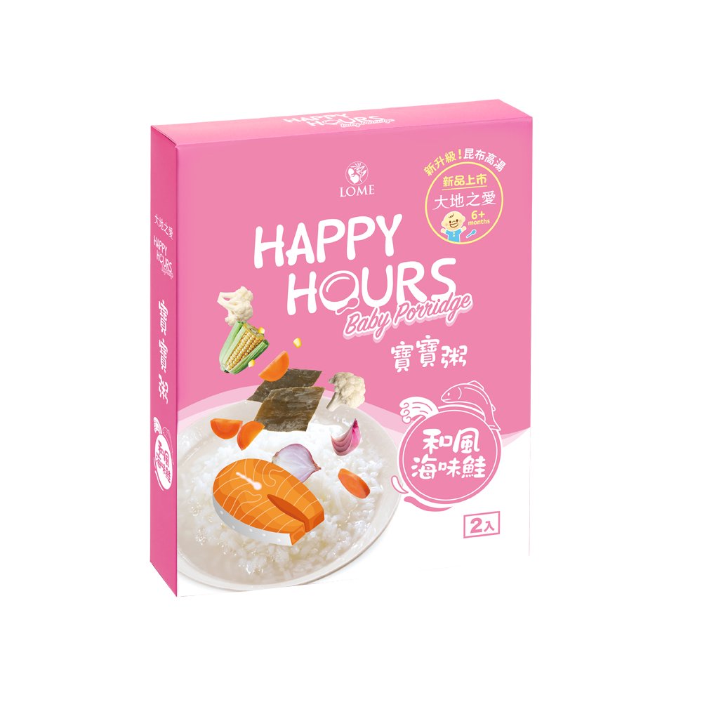 大地之愛 Happy Hours 寶寶粥300g(2包/盒)-和風海味鮭★愛兒麗婦幼用品★