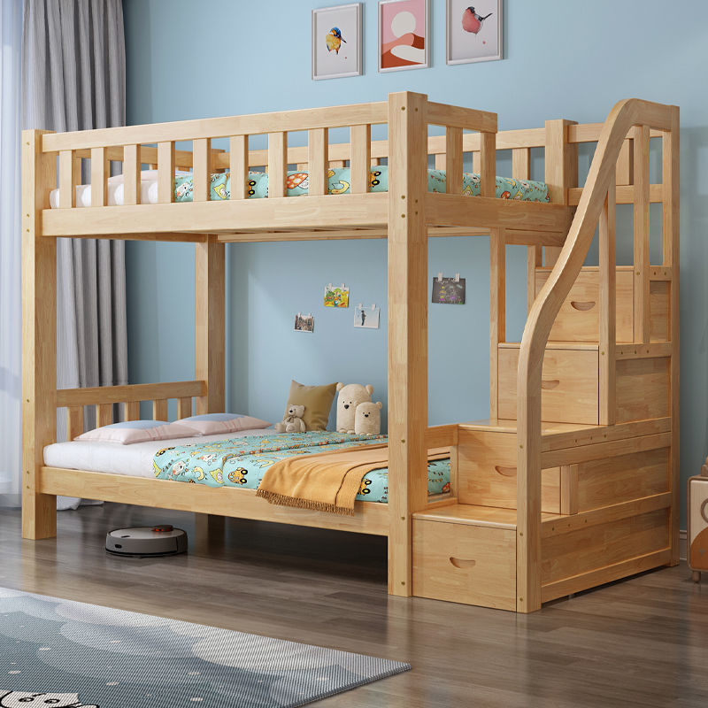 【限時優惠】橡膠木上下鋪床兒童床二層實木上下床省空間高低子母床家用雙層床