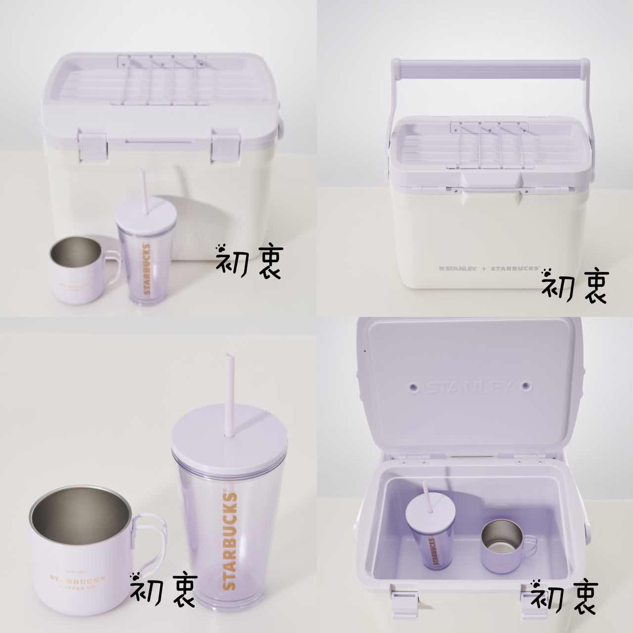 預購商品星巴克海外限定杯子紫色史丹利手提保溫冷藏箱套裝不銹鋼杯/塑料吸管杯