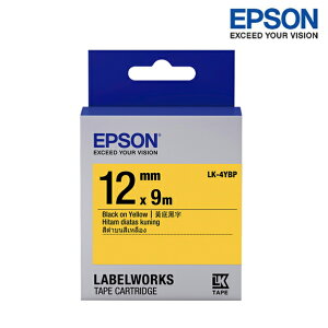 EPSON LK-4YBP 黃底黑字 標籤帶 粉彩系列 (寬度12mm) 標籤貼紙 S654404