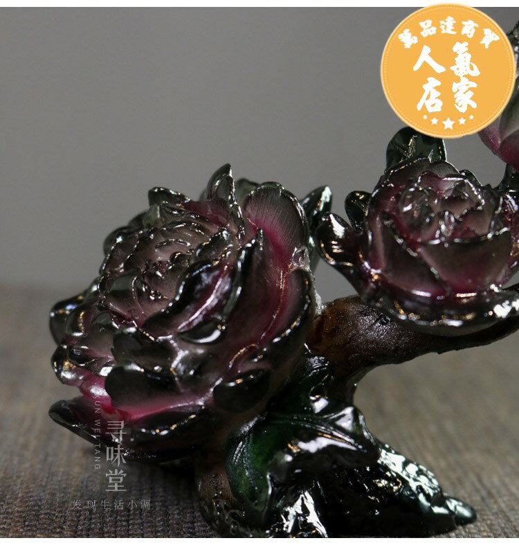 茶寵/茶盤飾品花開富貴變色茶寵｜新品創意樹脂茶玩牡丹荷花個性茶盤
