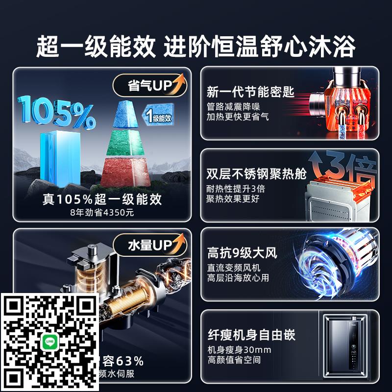 [換新補貼]海爾燃氣熱水器一級能效增壓恆溫E5家用天然氣ER3