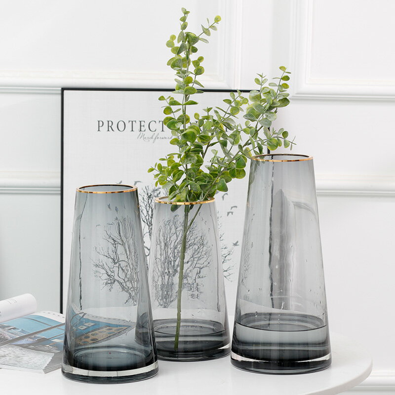 北歐玻璃花瓶擺件透明客廳裝飾插花大號特大瓶水培富貴竹水養綠蘿