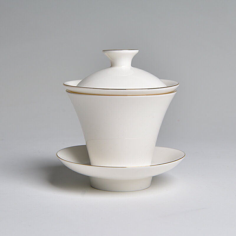 凝脂玉瓷蓋碗快客杯 創意組合茶器 便攜旅游茶具茶杯一壺兩杯布袋 5