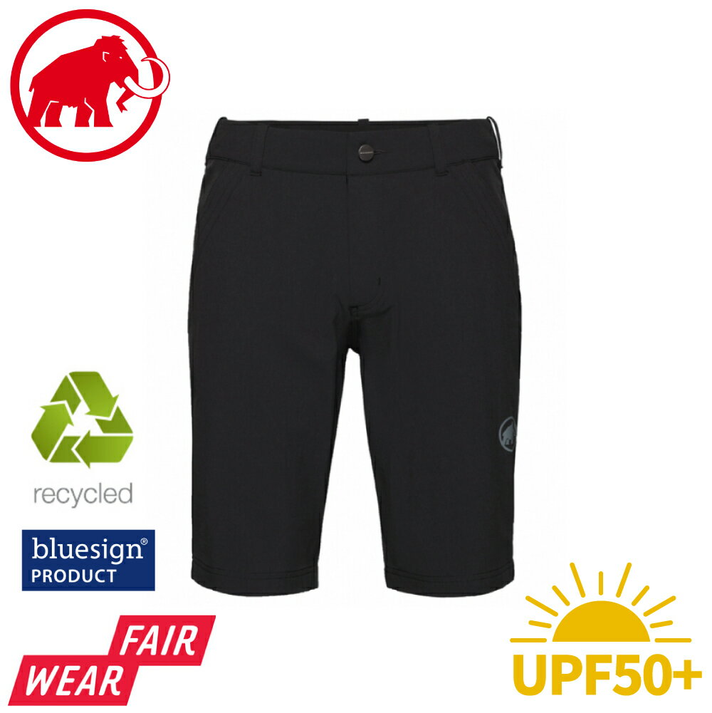 【MAMMUT 長毛象 男 Hiking V Shorts 防曬彈性健行短褲《黑》】1023-01150/透氣快乾
