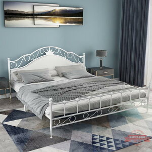 簡約鐵藝床軟包鐵架床輕奢鐵床出租房1.5米單人床1.8雙人床公主床