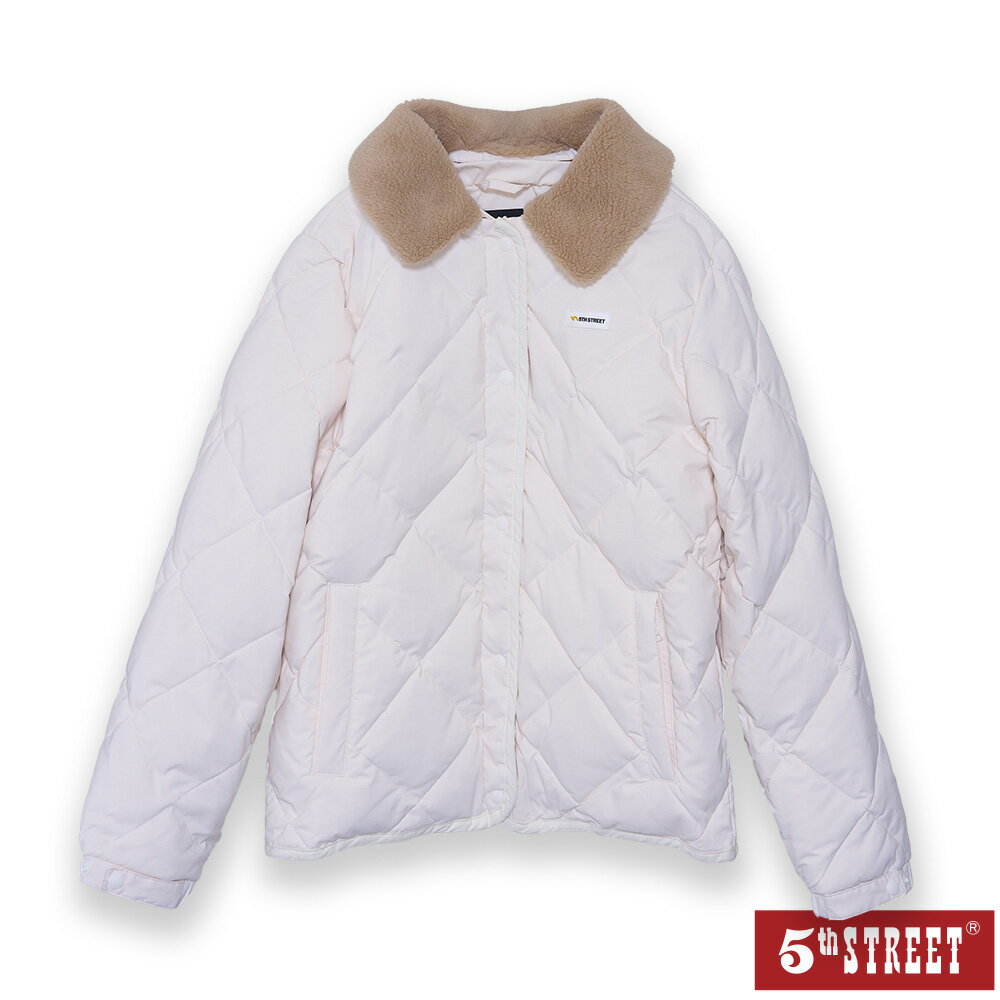 女裝 羽絨外套 格紋 米白 (510603) 【5th STREET】【年貨節全館390起】 治裝激推 最高折426