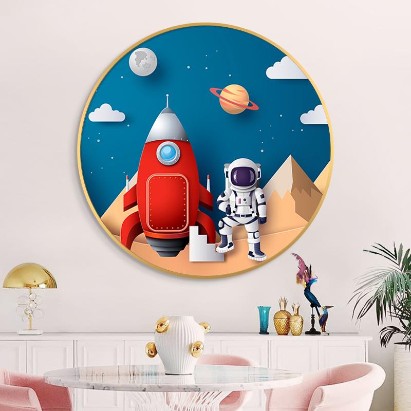 5d鉆石畫滿鉆新款客廳宇航員太空粘鉆石貼十字繡圓形臥室餐廳
