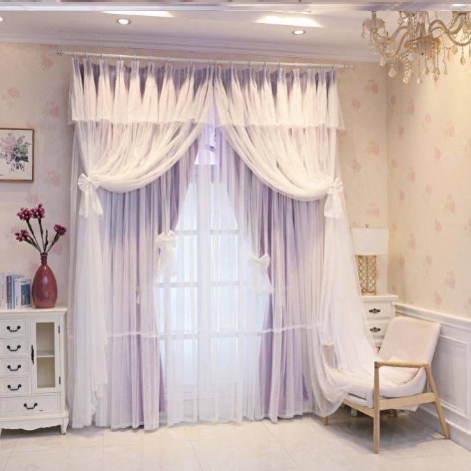 韓式成品定制夢幻公主婚房客廳四層蕾絲遮光落地款窗簾臥室高級感