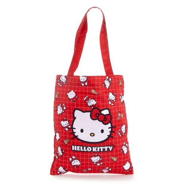 【震撼精品百貨】凱蒂貓 Hello Kitty~日本SANRIO三麗鷗 KITTY經典紅手提袋-格子*15547