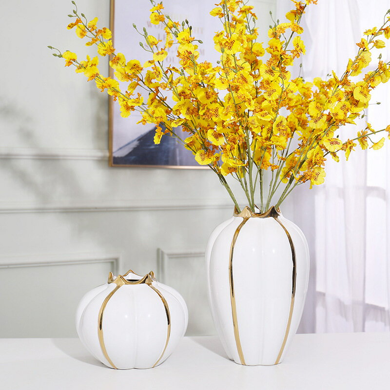 輕奢花瓶擺件陶瓷玄關客廳軟裝飾新中式干花插花花瓶