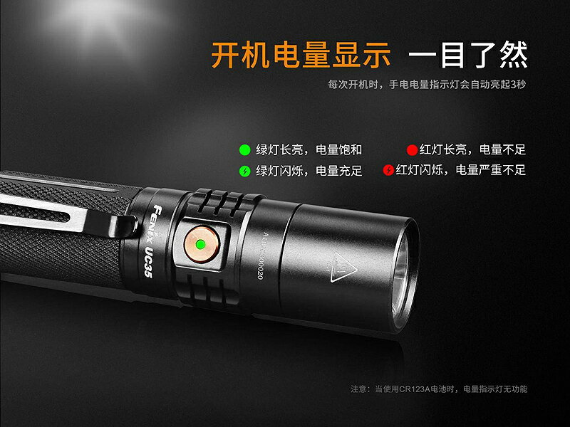 【錸特光電】FENIX UC35 V2.0 1000流明 內附電池 戰術小直筒 USB直充 有電量顯示 雙按鍵 抱夾 9