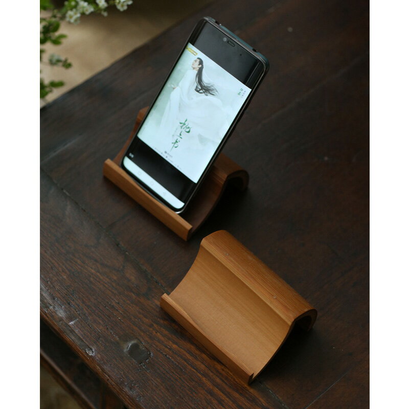手工竹制手機iPad普洱展示支架多功能桌面懶人支架簡易小巧