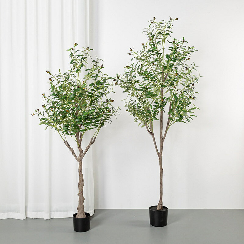 模擬綠植 發財樹 仿真植物 盆栽 盆景仿真植物橄欖樹盆栽家居客廳室內落地大型綠植櫥窗商場裝飾假樹