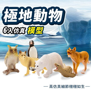 仿真極地動物模型 動物公仔 /一包6款入(促250) D985 北極動物 北極熊 企鵝 海豹 北極狐 雪鴞 動物模型玩具 -生 -MD0129