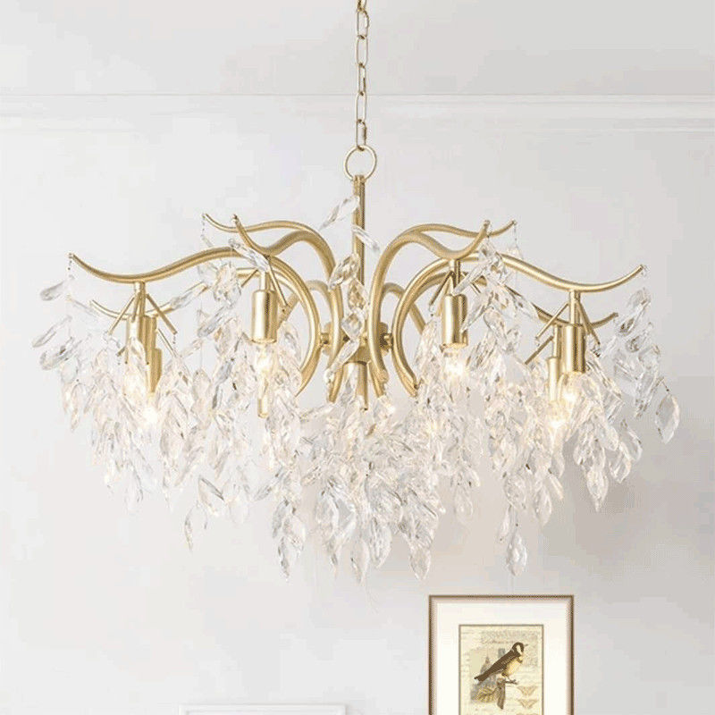美式輕奢水晶吊燈現代簡約法式客廳燈創意歐式臥室藝術樹枝燈飾