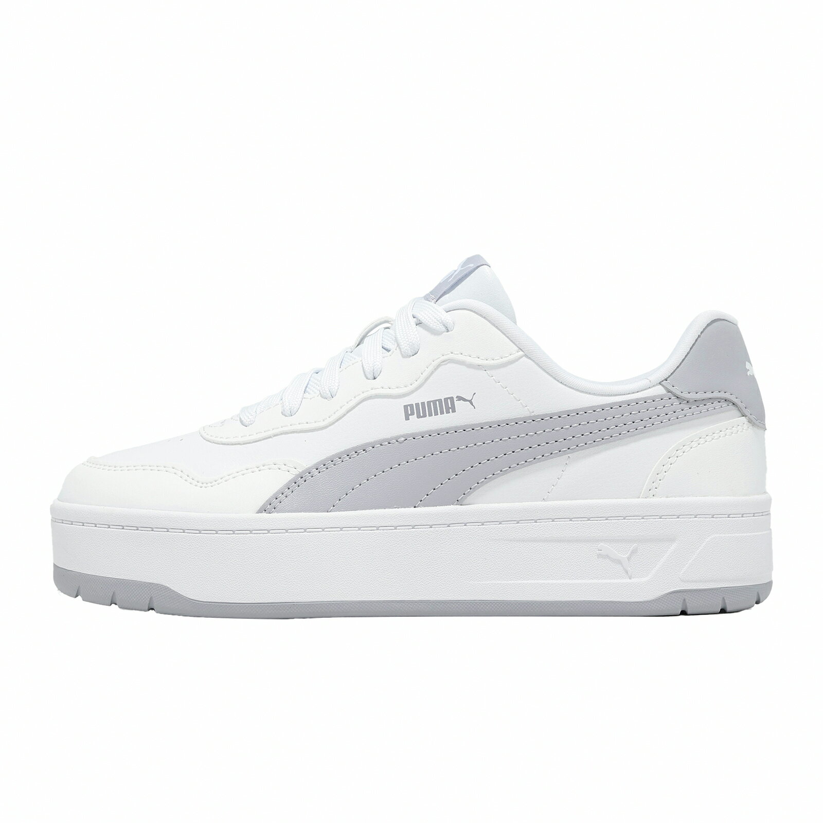 Puma 休閒鞋 Court Lally Skye 女鞋 白 灰 皮革 厚底 增高 400368-13