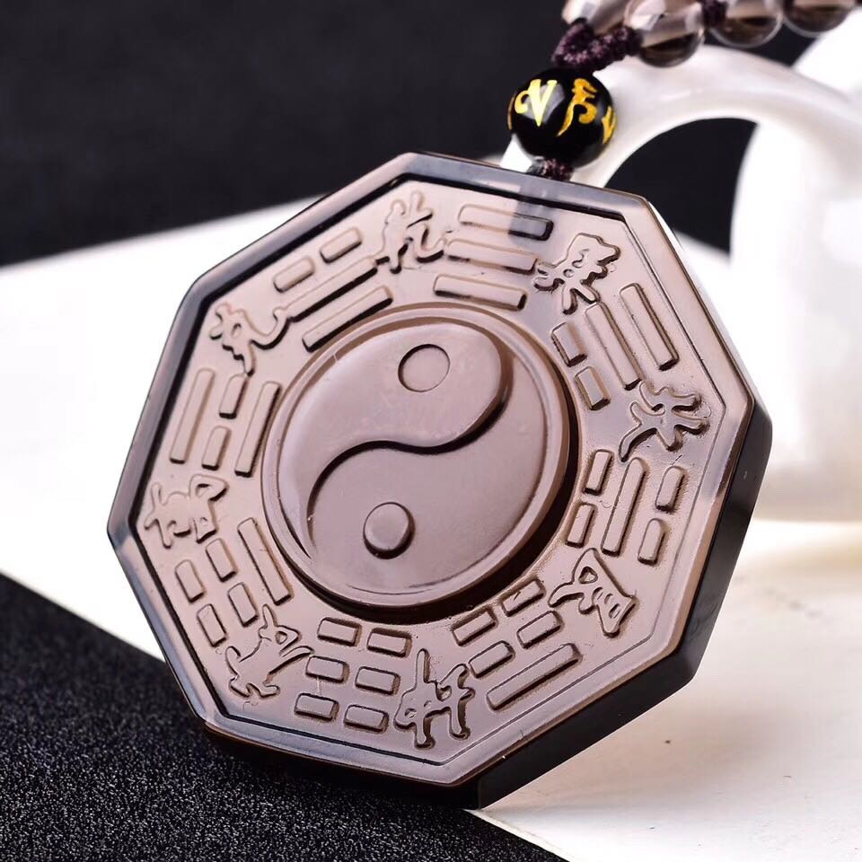 黑曜石八卦吊墜陰陽五行護身符九宮八卦牌太極八卦福道家飾品 3