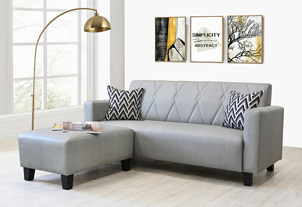 《寧靜之夜》 房東最愛 套房首選 台灣製造 多色可選 布紋皮L型沙發 三人座 兩人座 一人座 淺灰色 皮沙發 工廠直營 客廳沙發 【新生活家具】 4