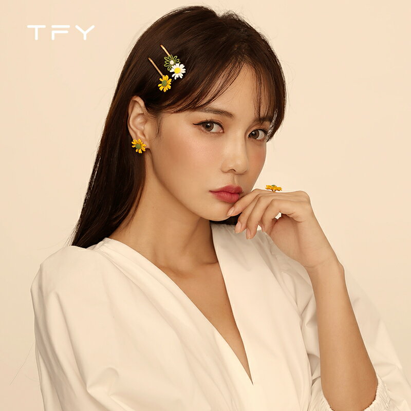 TFY少女小雛菊發夾女側邊夾韓國一字夾發卡仙女花朵夾子發飾頭飾