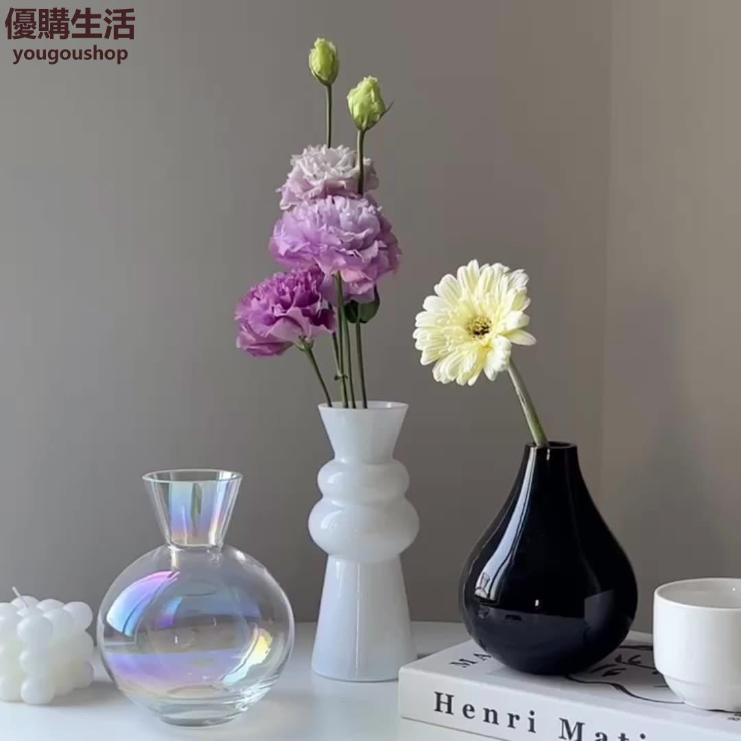 優購生活~玻璃花瓶水養植物透明水培插乾花器皿鮮花客廳裝飾品家居擺件簡約咖啡廳 咖啡店 甜品店 擺件 裝飾 網美 自拍 藝術