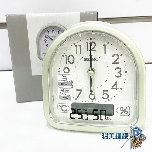 ◆明美鐘錶眼鏡◆SEIKO 精工/ QHE191M(清新嫩綠色)溫.濕度顯示/靜音/鬧鐘
