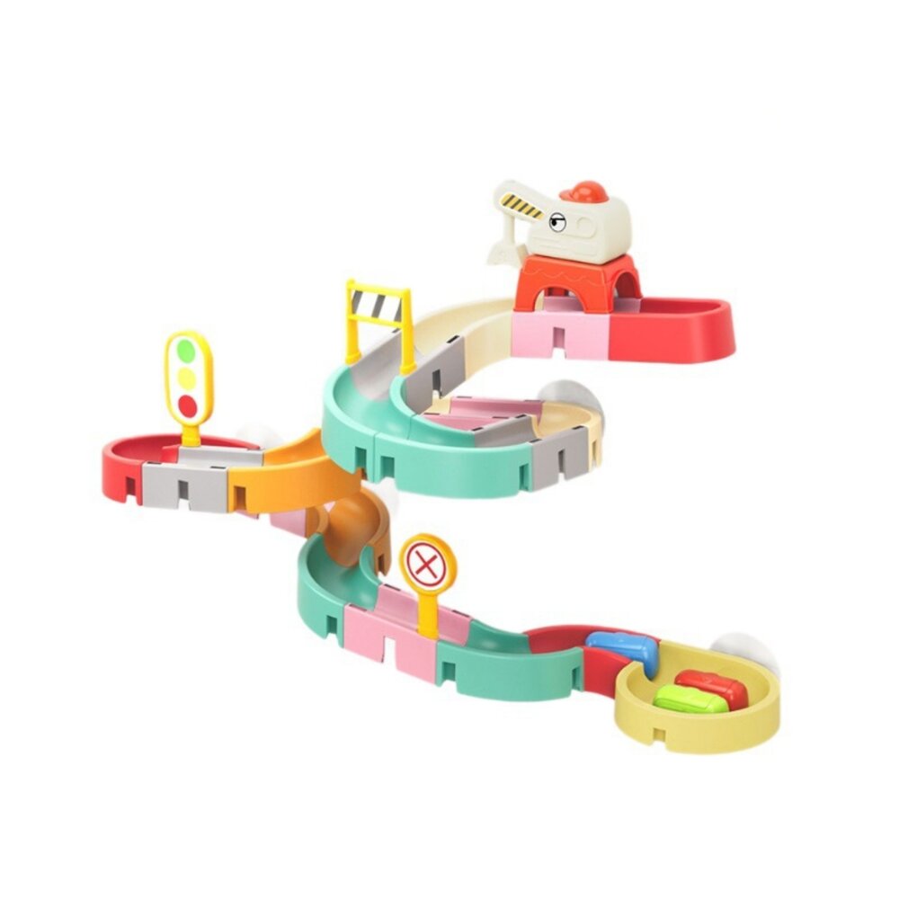 媽媽買 戲水滑道軌道玩具 吸盤玩具 浴室戲水 恐龍滑道 城市滑道 兒童洗澡玩具 組裝玩具 5