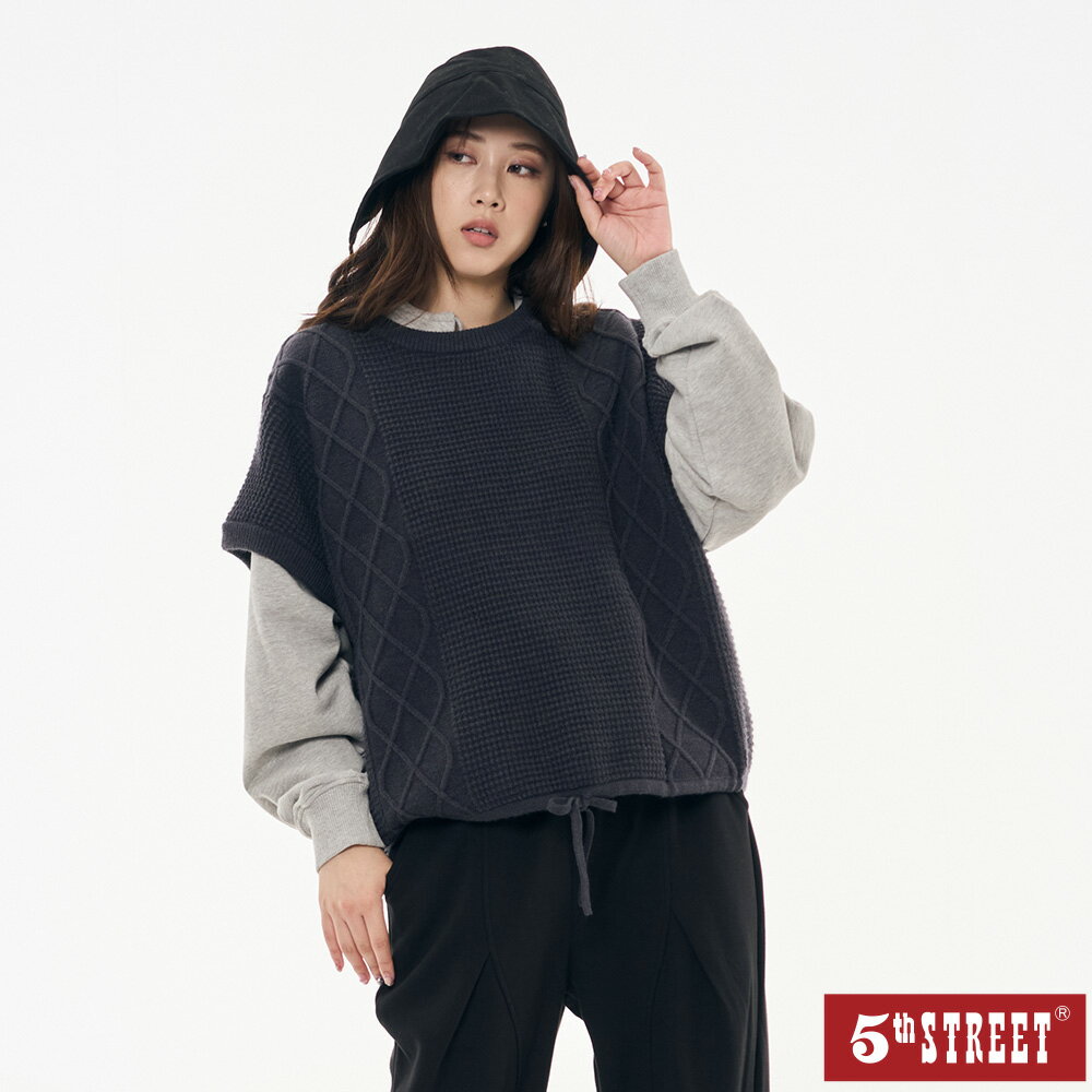 女裝 線衫背心 寬版 上衣 丈青 (590011) 【5th STREET】【APP下單享4%回饋】