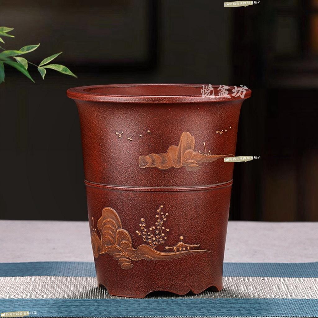 花盆 花器 紫砂花盆 精品紫砂花盆陶瓷多肉盆景盆蘭花專用綠植盆栽盆仿古君子蘭