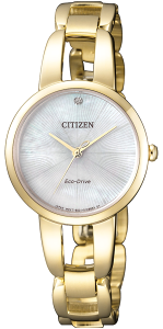CITIZEN 星辰錶 L 系列 迷人風采光動能時尚錶(EM0432-80Y)-28mm-白貝鋼帶【刷卡回饋 分期0利率】