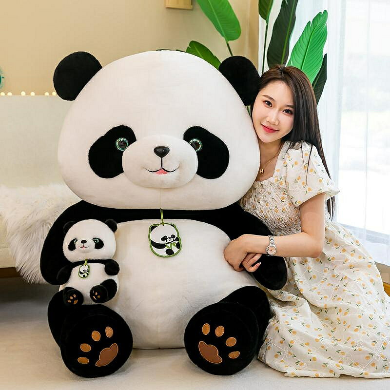 正版可愛模擬大小熊貓國寶熊貓公仔毛絨玩具送女孩生日禮物布娃娃（45cm以上的商品麻煩客人選擇宅配哦，謝謝）