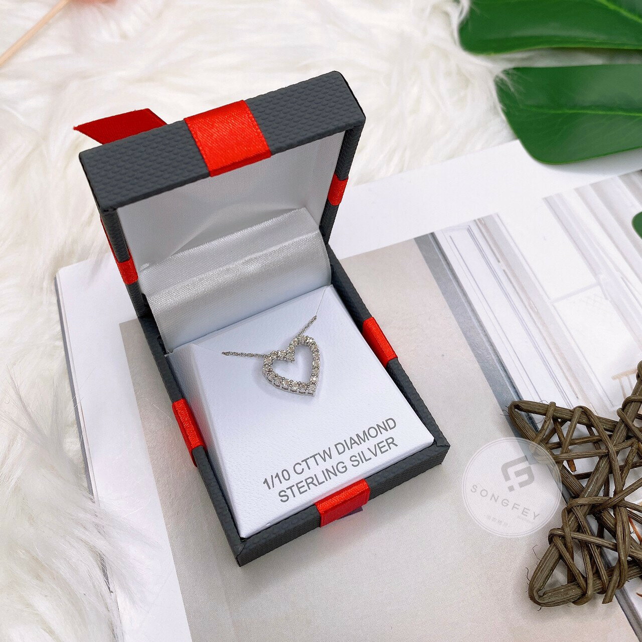 美國代購 臺灣現貨 Sterling Silver 愛心禮盒組 925純銀+0.1克拉 真鑽石 情人節【送禮精選★APP下單點數4倍送】