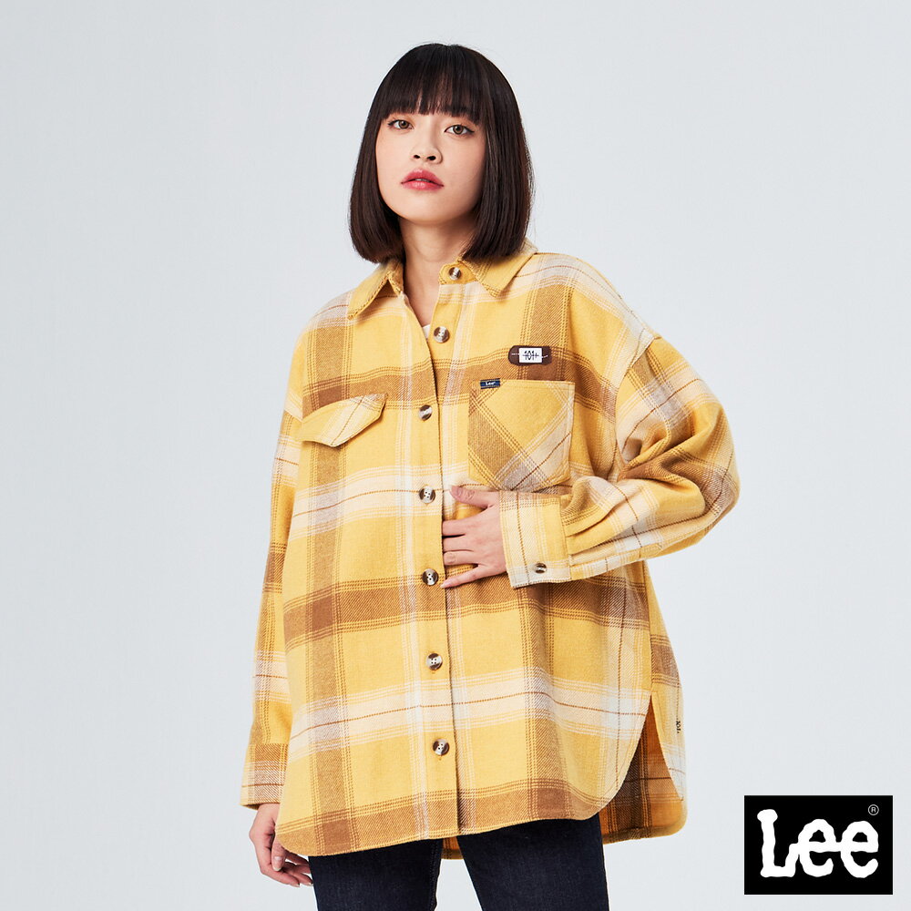 Lee 寬鬆休閒格紋長袖襯衫 女 101+