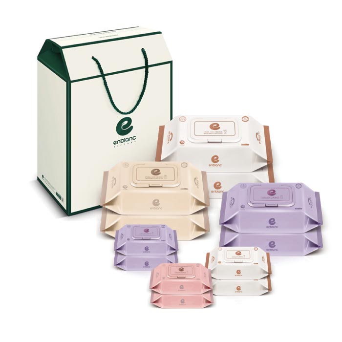 韓國 Enblanc 雅緻白濕紙巾禮盒組12包入(580抽)彌月禮