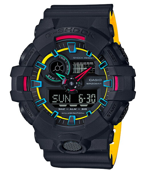 CASIO 卡西歐 街頭螢光元素雙顯計時錶 GA-700SE-1A9 57.5mm