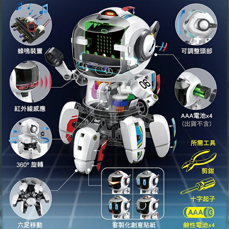 又敗家@台灣製造Pro'skit寶工科學玩具二代寶比機器人GE-894含BBC Micro:Bit晶片電路板和12種免費已編程指令(Javascript Blocks或Python程式電腦編程機器人)智能AI科玩環保無毒ST安全玩具DIY模型玩具【全館299超取免運】【APP下單點數4倍送】 3