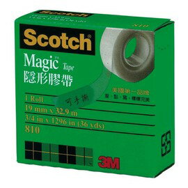 3M Scotch 810-3/4 隱形膠帶 面寬19mm/一捲入(定110) 紙盒裝-明祥