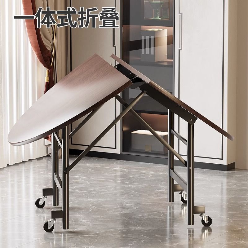 臺灣公司貨 免運 可開票 折疊餐桌新中式圓桌家用折疊桌圓桌吃飯桌子多功能桌加大飯店餐桌