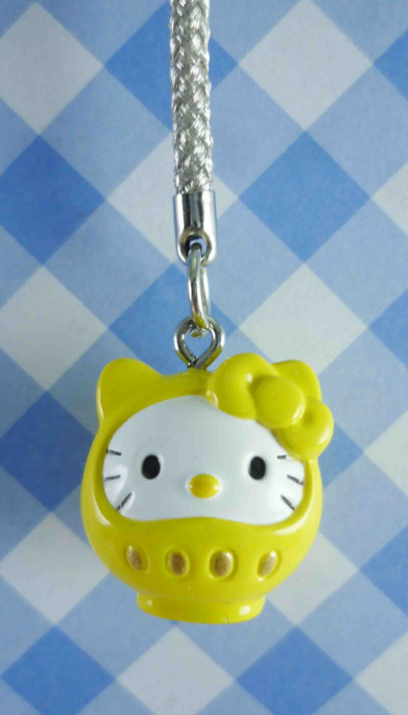 【震撼精品百貨】Hello Kitty 凱蒂貓 KITTY手機吊飾-KITTY多福造型-黃色 震撼日式精品百貨