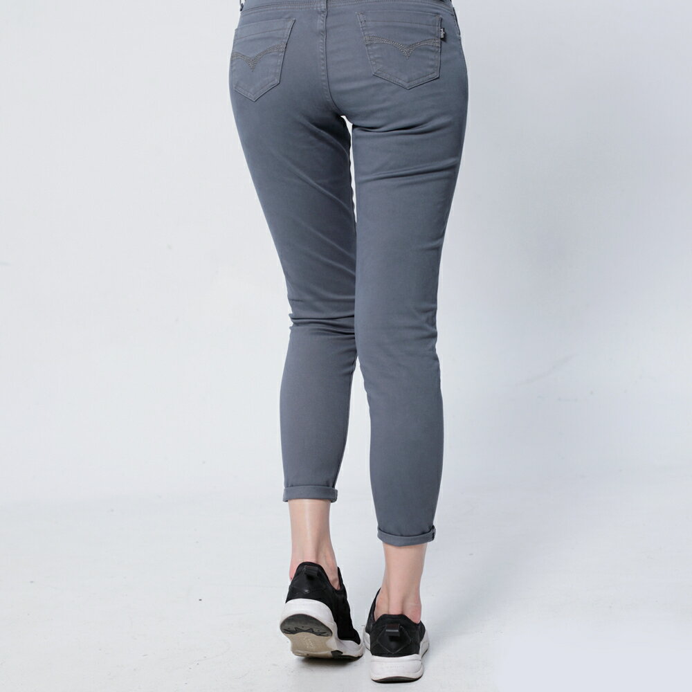 女裝 彈力9分小直筒休閒長褲 黑色/灰色 (970192) 【5th STREET】【APP下單享4%回饋】 聖誕禮物券 最高折700 4