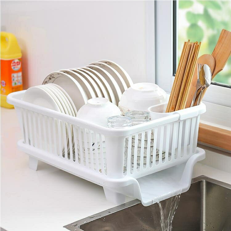 熱銷推薦-塑料瀝水籃晾放洗碗盤筷碟收納架瀝水碗架碗櫃大號置物架廚房用品-青木鋪子