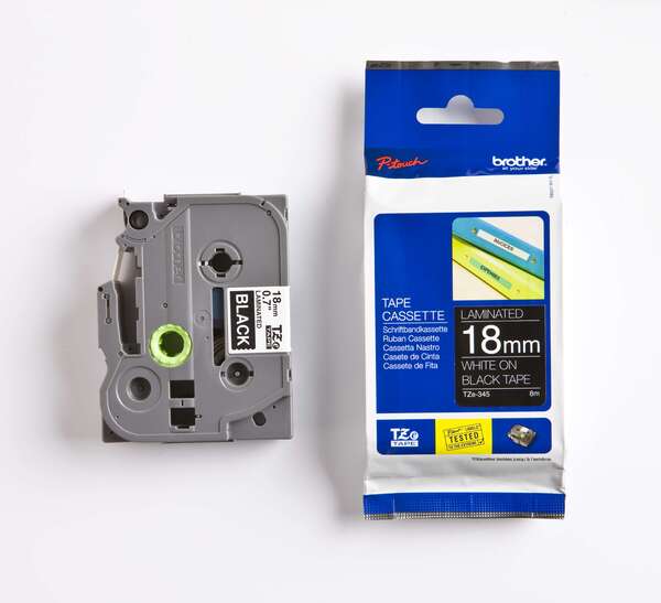 JP 兄弟牌 BROTHER 黑底白字 18mmx8M 特殊規格標籤帶 /包 TZe-345｜領券最高折$220