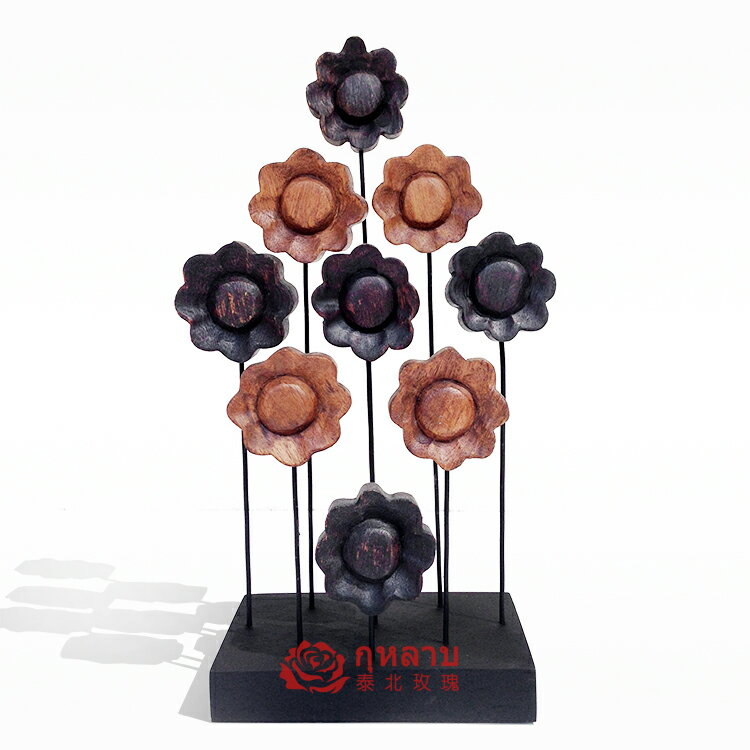 特價 泰國工藝品擺件 實木木雕花束花卉擺設 泰式家居裝飾品 植物1入