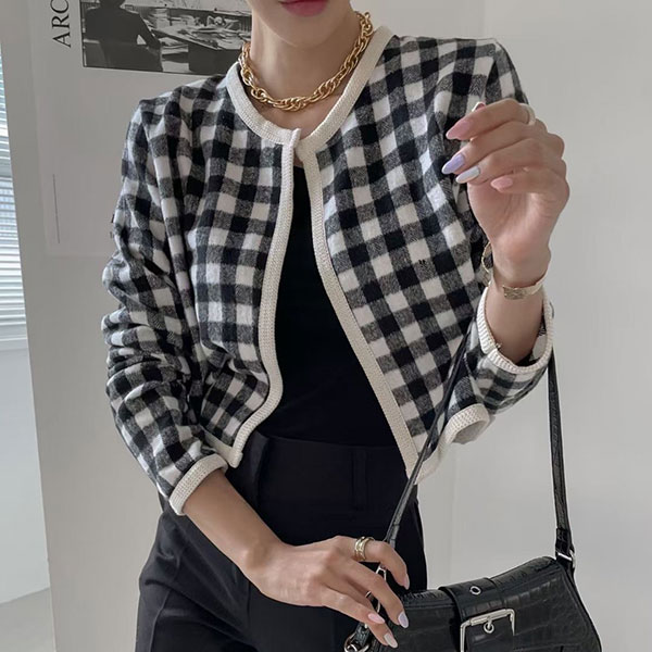 ANNAS 正韓 格子 外套 毛呢 外搭 大衣 磨毛 格紋 西裝 顯瘦 短版 韓劇 韓國 4