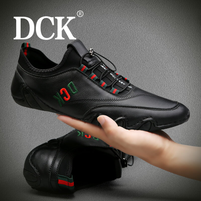 DCK男鞋夏季2022年新款鞋子男潮鞋真皮軟底品牌英倫男士休閑皮鞋