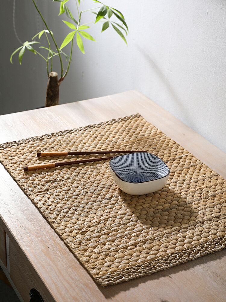加厚餐墊家用 草編茶席隔熱墊手工編織防燙杯墊桌墊西餐墊