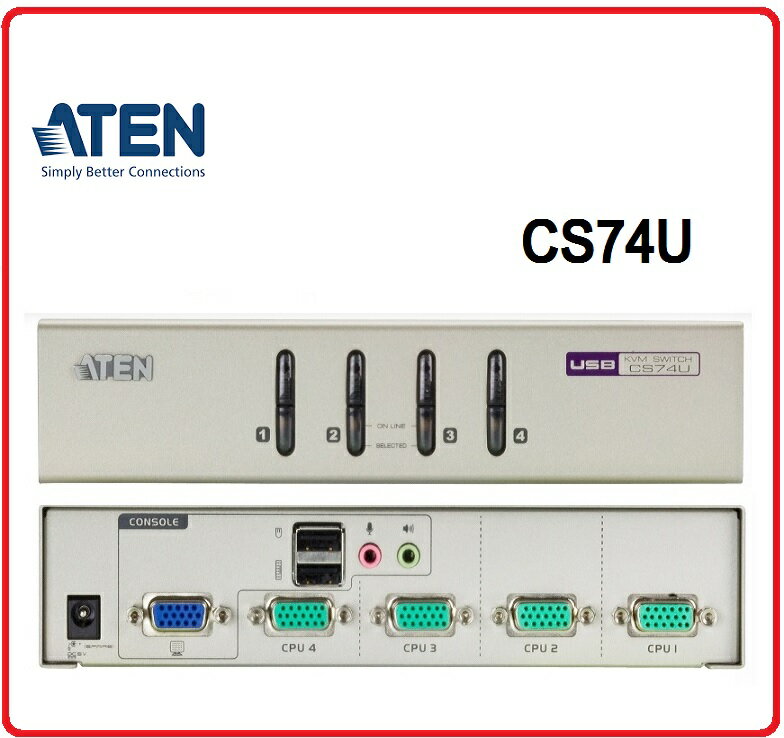 ATEN 宏正 CS74U 4埠USB KVM多電腦切換器